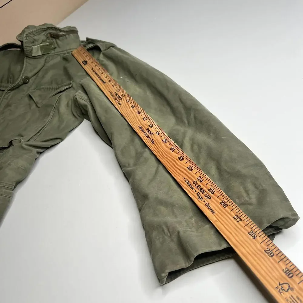 80s m65 Vintage Military Jacket Mens Medium Green Army Field Zip Lined‎ Pockets